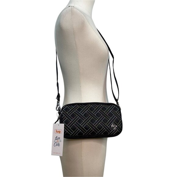 Lug Quilted Black Colorful Stitching & Adjustable Strap Coupe XL Crossbody Bag - Picture 2 of 13
